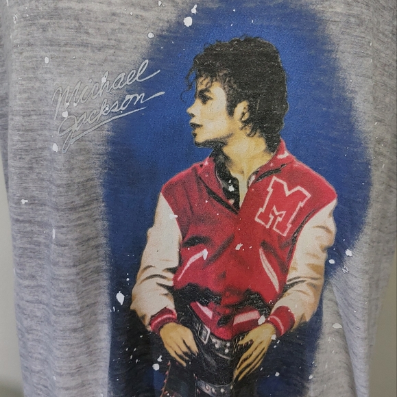 Gray Distressed Michael Jackson Tshirt - Picture 2 of 7